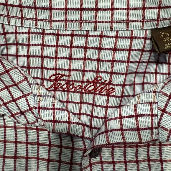 Tasso Elba Men's Red and White Checkered Shirt - Picture 2 of 4